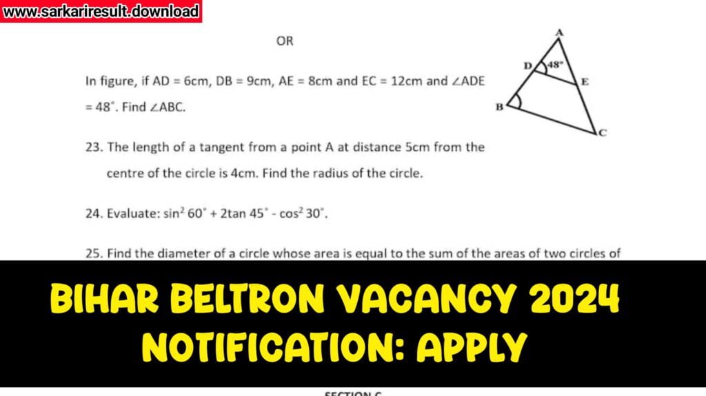 Bihar Beltron vacancy 2024 Notification: 