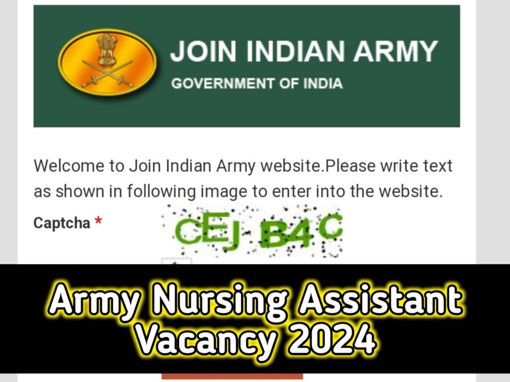 Army Nursing Assistant Vacancy 2024