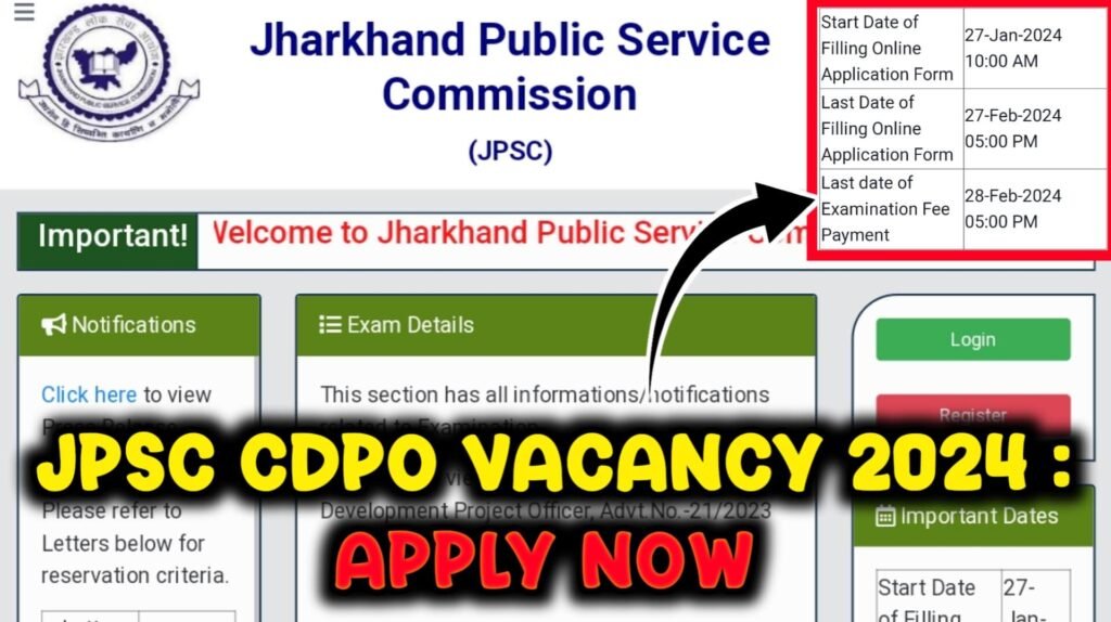 JPSC CDPO Vacancy 2024 : Apply Online,Recruitment, Eligibility Criteria